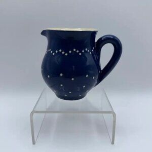 Vtg German Burgel Keramik Colbalt Blue White Polka Dot Creamer Pitcher